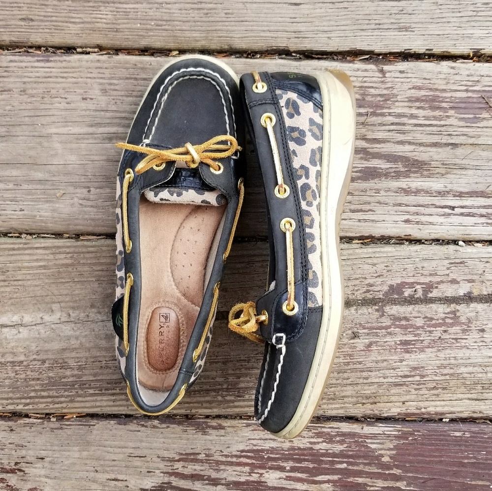 |Sperry| Top-Sider black & leopard print shoes